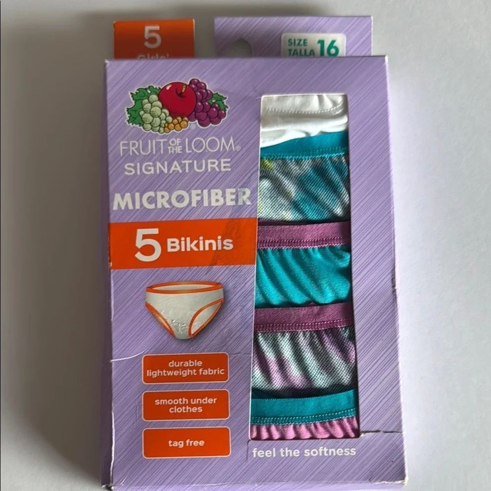 Fruit of the Loom Kids Microfiber Bikini Set - Purple, Blue, White